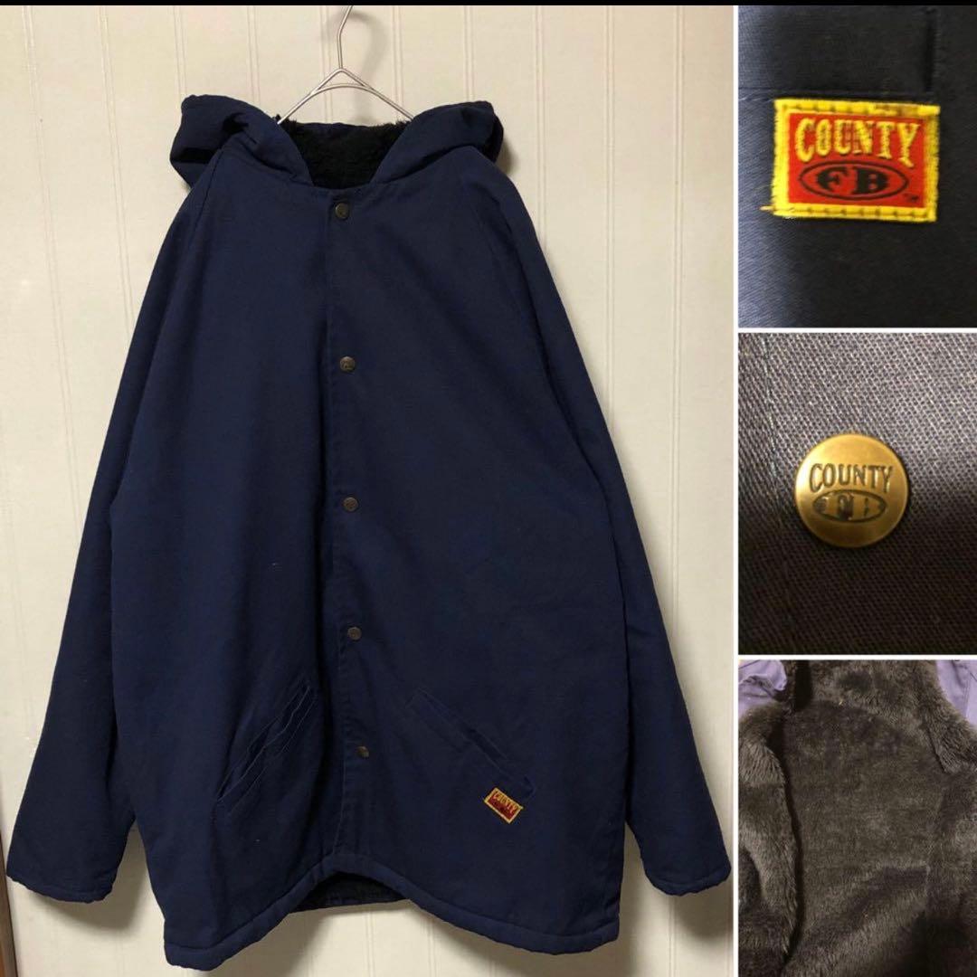 レアアイテム USA製 FB COUNTY フーデット ハーフコート ネイビー