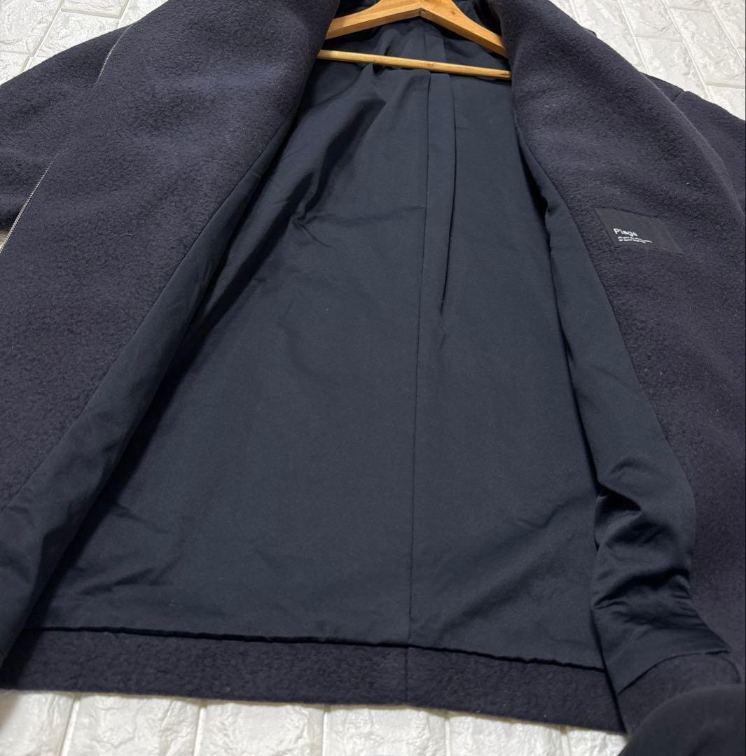 plage 大人可愛い ￼ライダース風ロングコート ネイビー キレイめ 秋冬