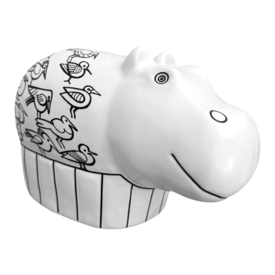 リサラーソン バスタブのカバ貯金箱 波佐見焼 白 置物/磁器