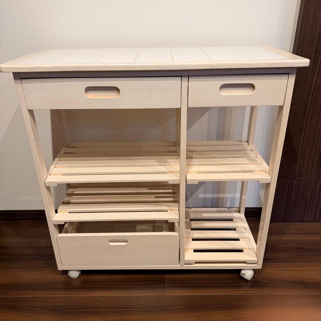 【週末限定値下げ】B-COMPANY キッチンワゴン キャスター付き ホワイト