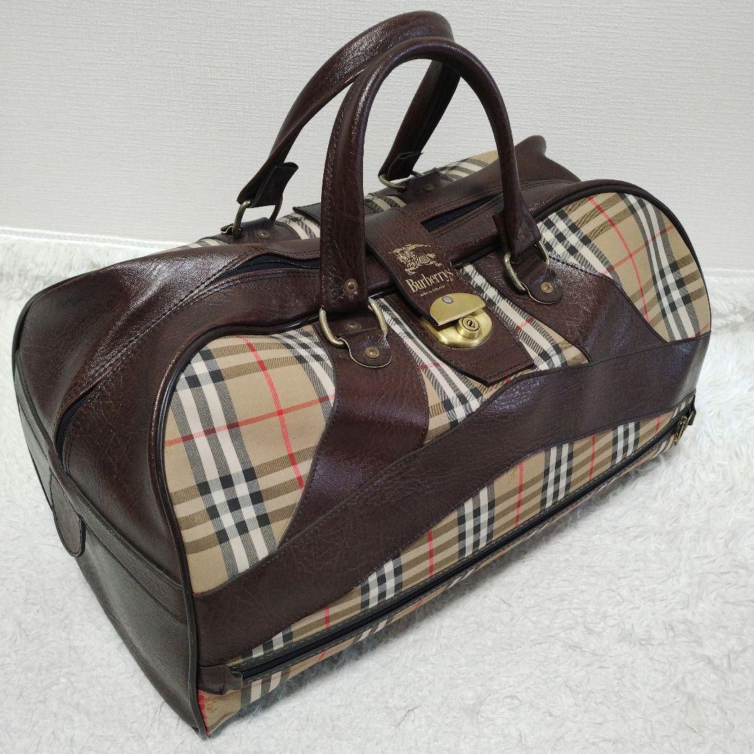 大容量 バーバリー 旅行バッグ ボストンバッグ ノバチェック シャドーホース