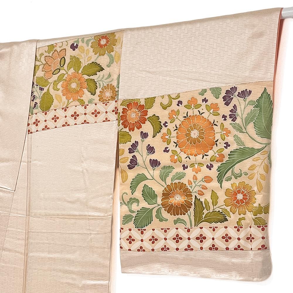 j*m様 志ま亀？ 訪問着 正絹 綸子 新古品 手描友禅 セミフォーマル №ym