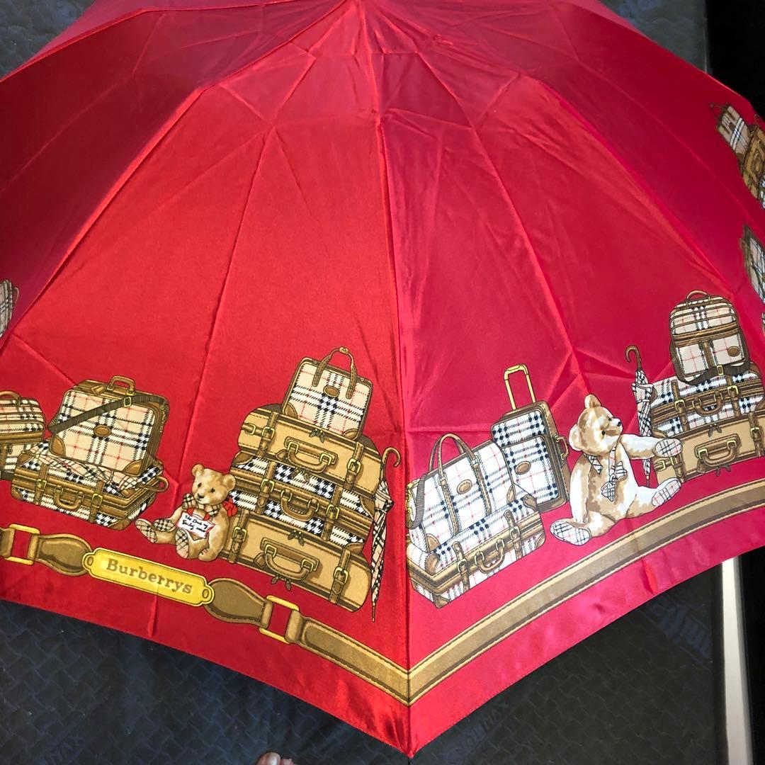 バーバリー　レディース折りたたみ傘　ベアー柄