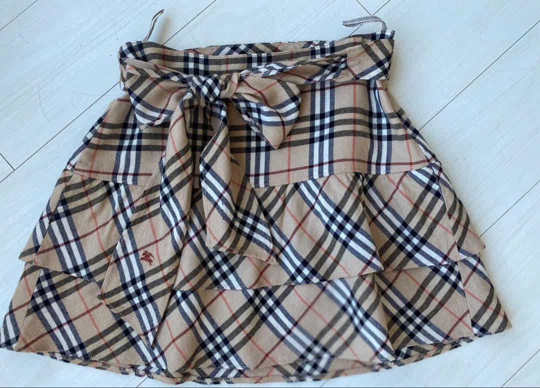 バーバリーブルーレーベル チェック柄リボンスカート36