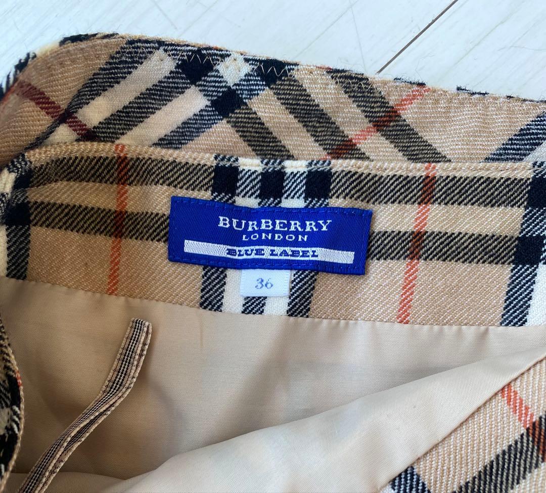 バーバリーブルーレーベル チェック柄リボンスカート36
