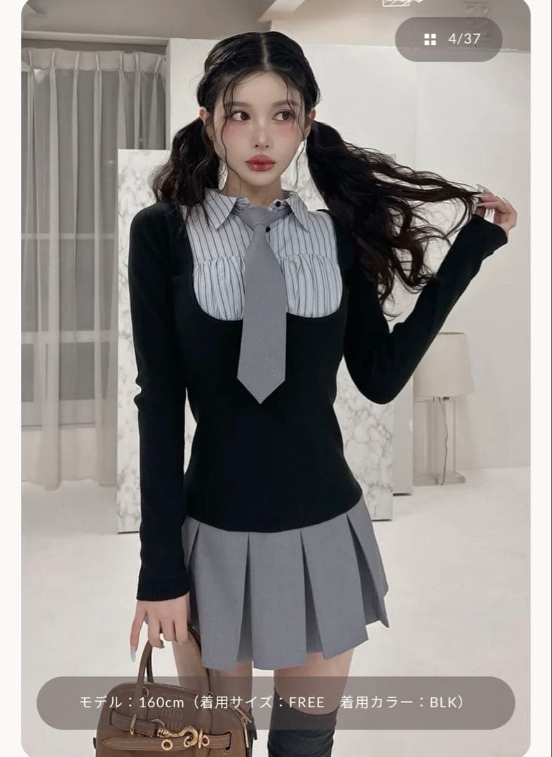 【Darich】シャツドッキングニットミニワンピース FREE