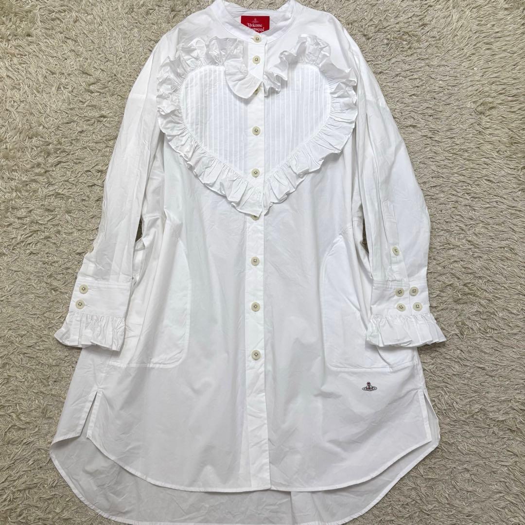 希少　ヴィヴィアンウエストウッド ラブフリル シャツ ワンピース ピンタック