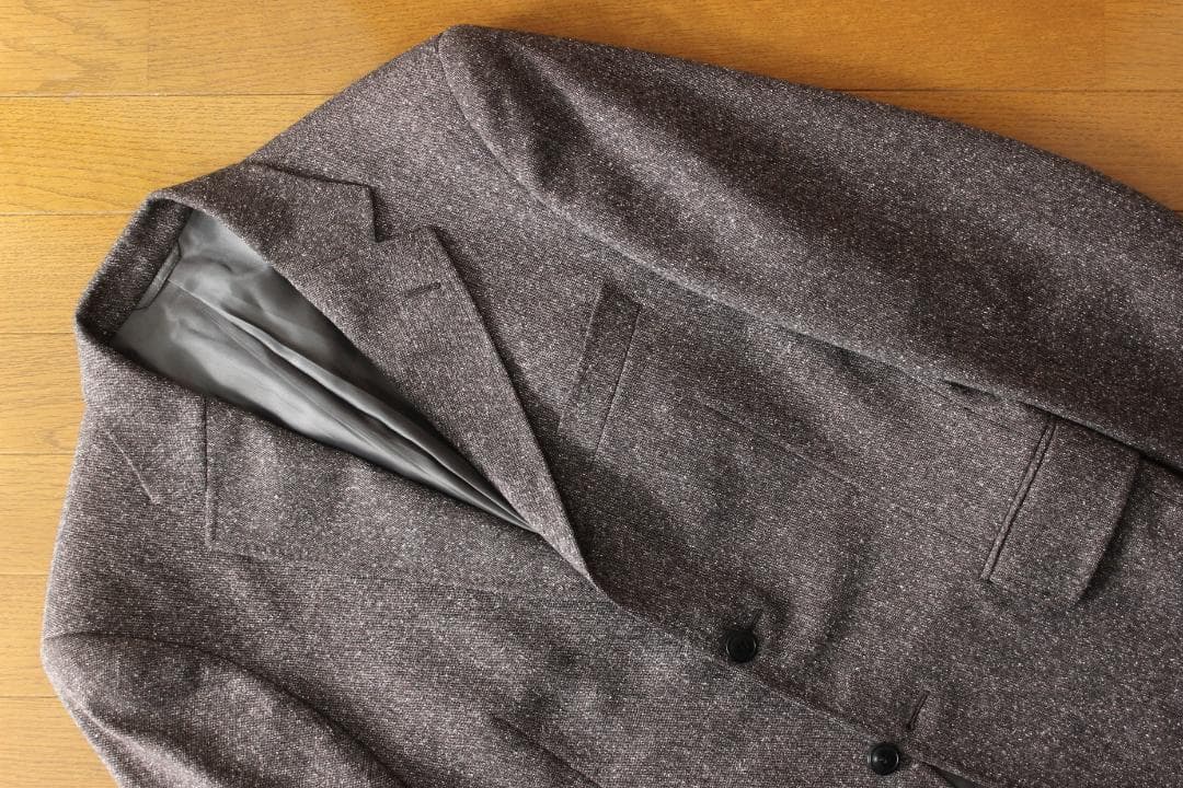 54【新品同様】ニューヨーカー スーツ YA5 メンズ ネップ入りツイード 秋冬