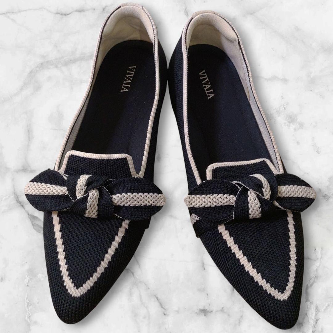 【極美品】VIVAIA Michelle ポインテッドトゥ リボン付きローファー