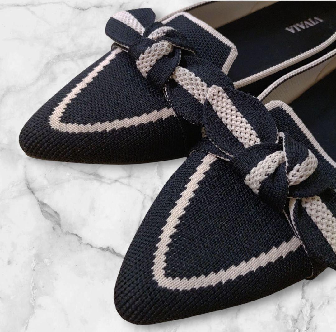 【極美品】VIVAIA Michelle ポインテッドトゥ リボン付きローファー