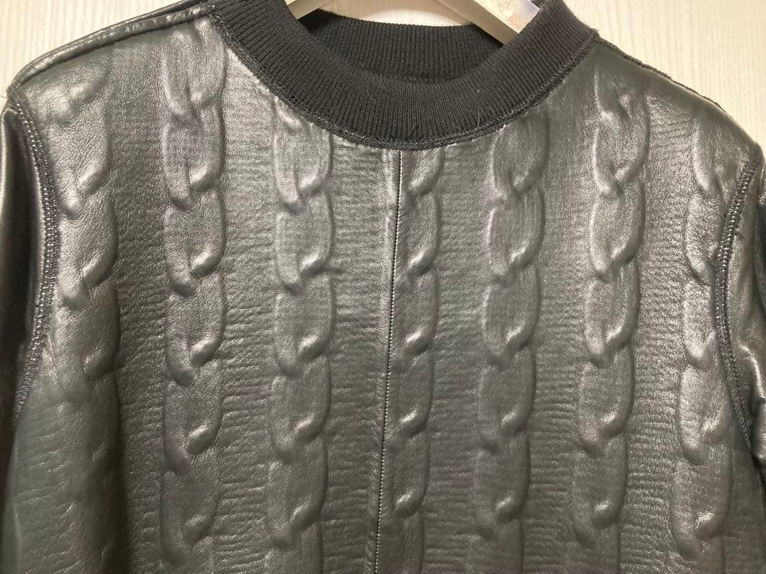 NEIL BARRETT ケーブル編みニット レザー ニールバレットXS 黒