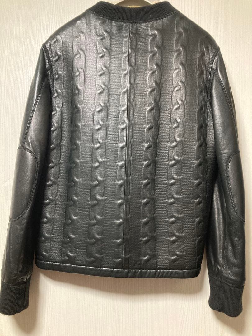 NEIL BARRETT ケーブル編みニット レザー ニールバレットXS 黒