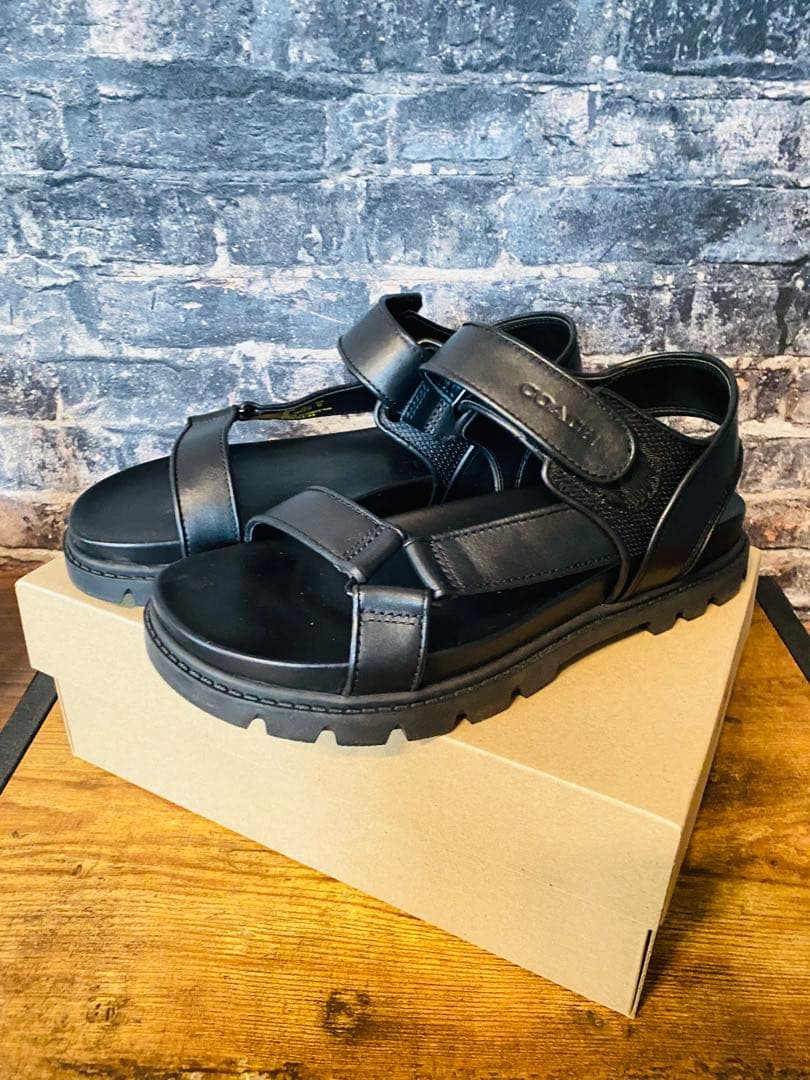 COACH プラットホームサンダル 27cm CAP67 BLK コーチ