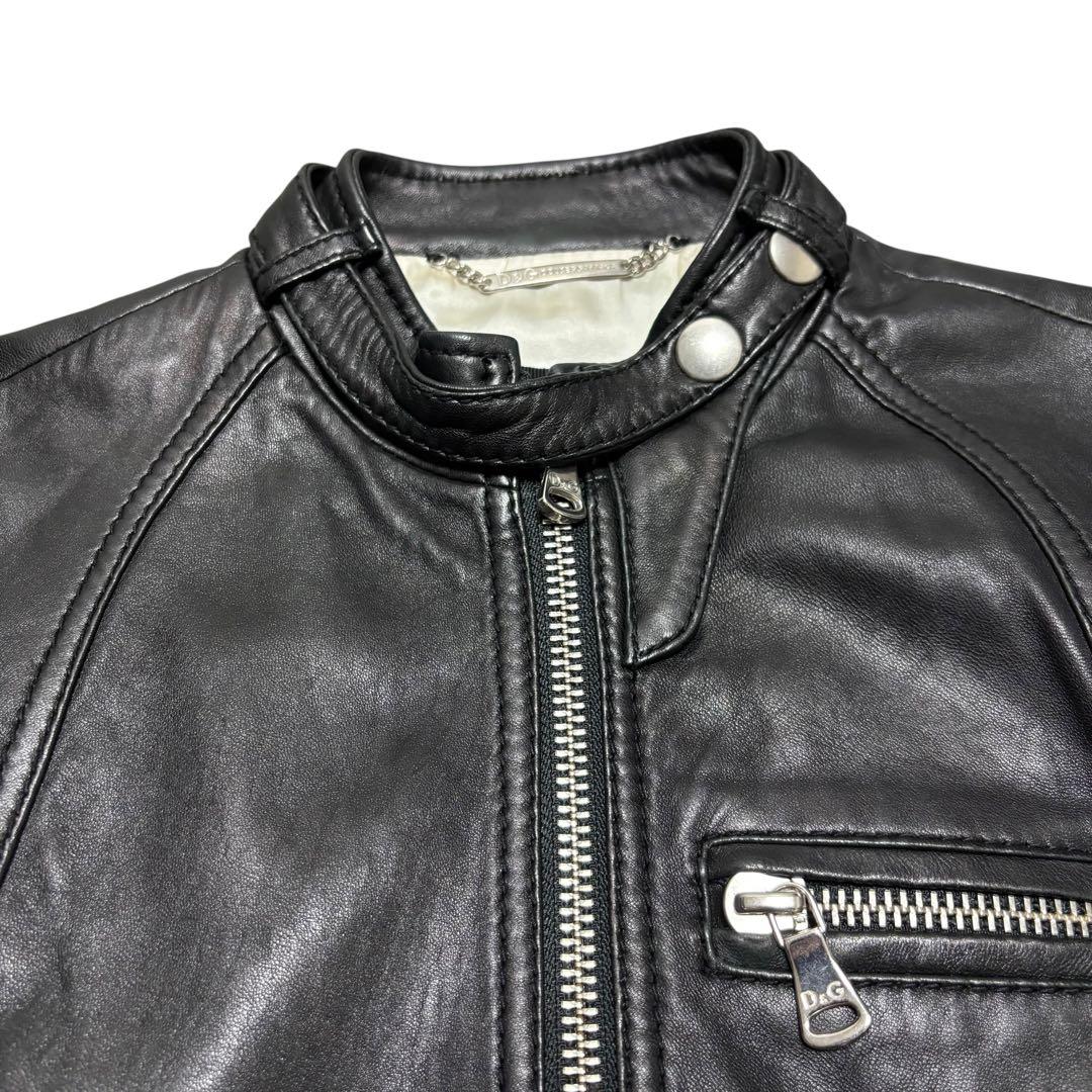 D&G ドルガバ ライダース ラムレザージャケット シングル ブラック 美品