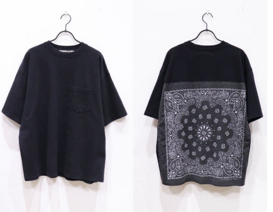 REMI RELIEF レミレリーフ バンダナTシャツ　クルーネック ブラック