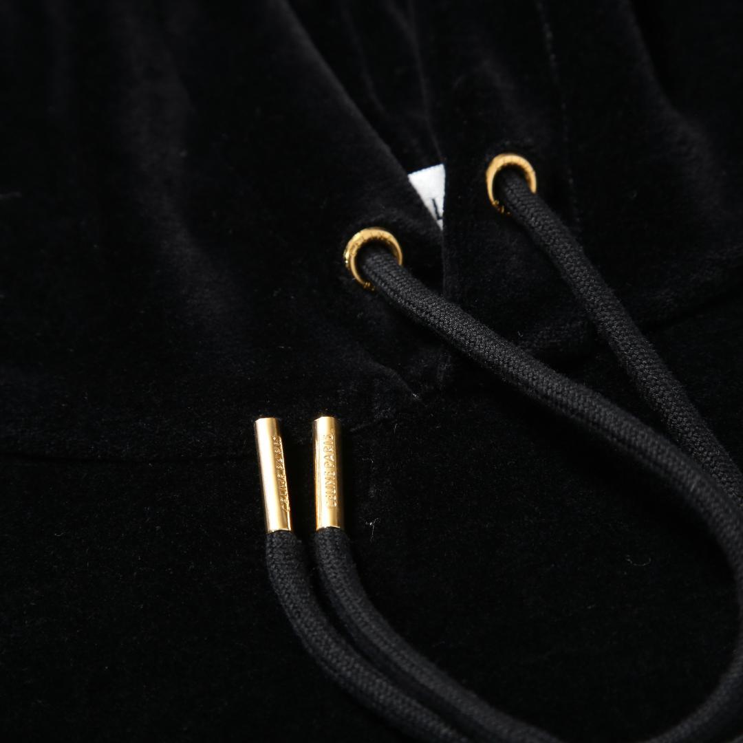 CELINE 2024AW ロゴ パッチ ベルベット プルオーバー パーカー