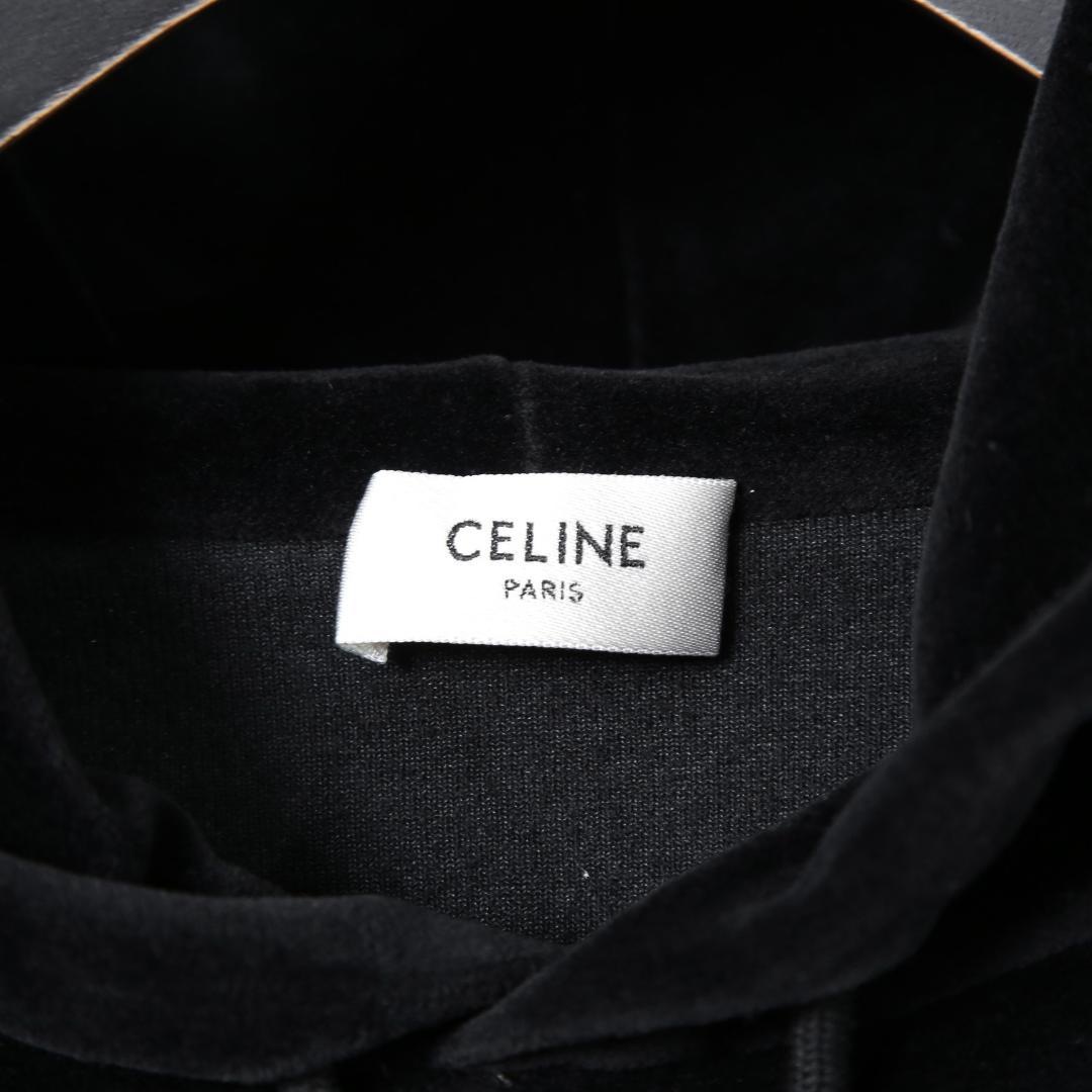 CELINE 2024AW ロゴ パッチ ベルベット プルオーバー パーカー
