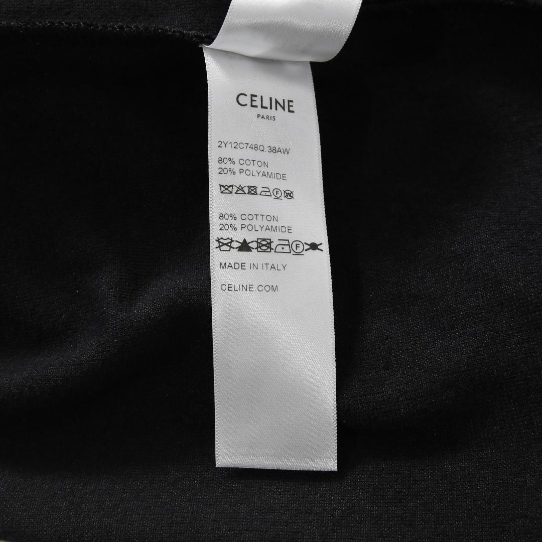 CELINE 2024AW ロゴ パッチ ベルベット プルオーバー パーカー