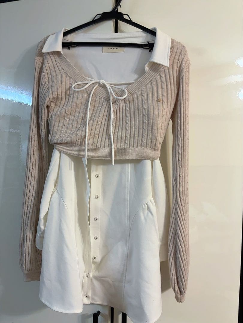 即*要様 ベージュホワイト セーター ドレス