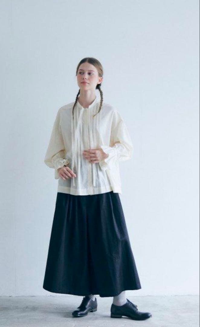 MAGALI コットンシルクリボンタイブラウス