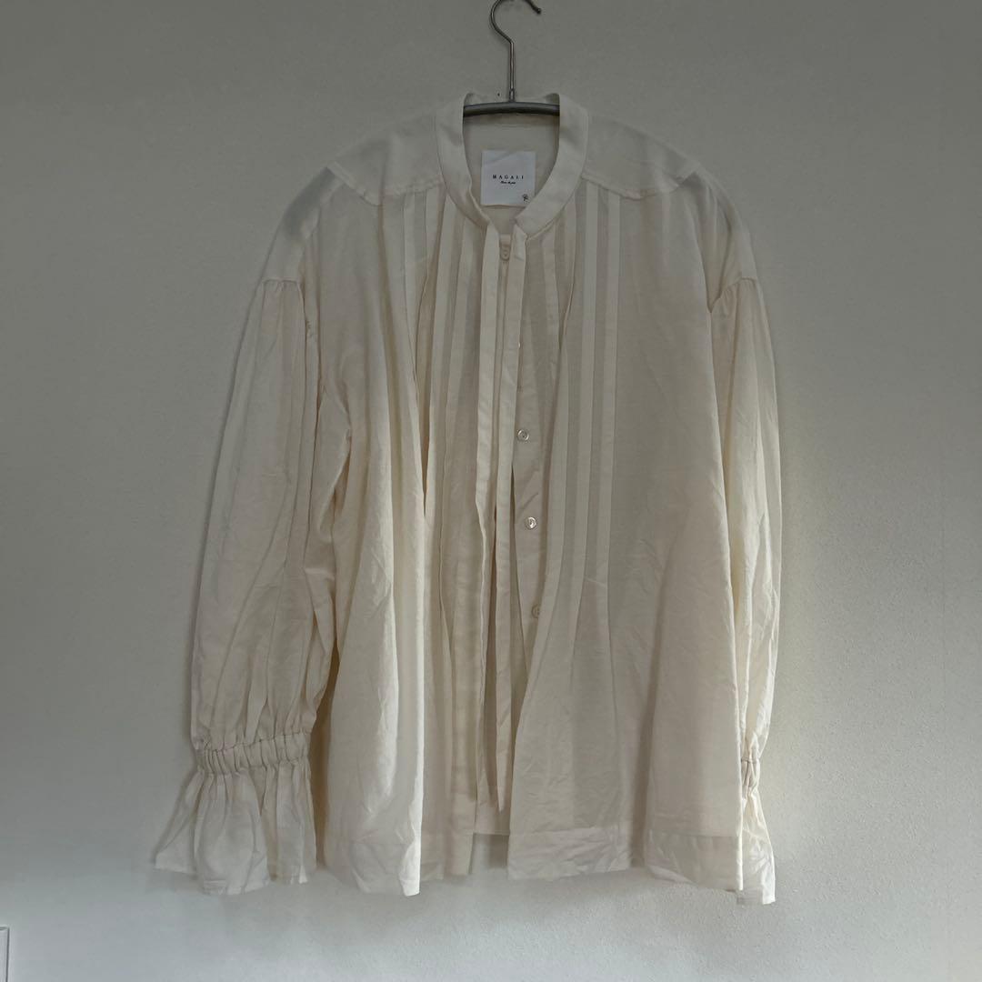 MAGALI コットンシルクリボンタイブラウス