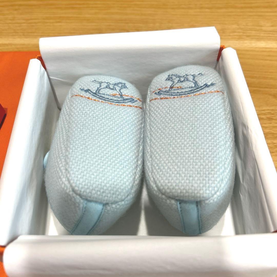 未使用新品 エルメス カシミア100％ ベビーシューズ ファストシューズ ブルー