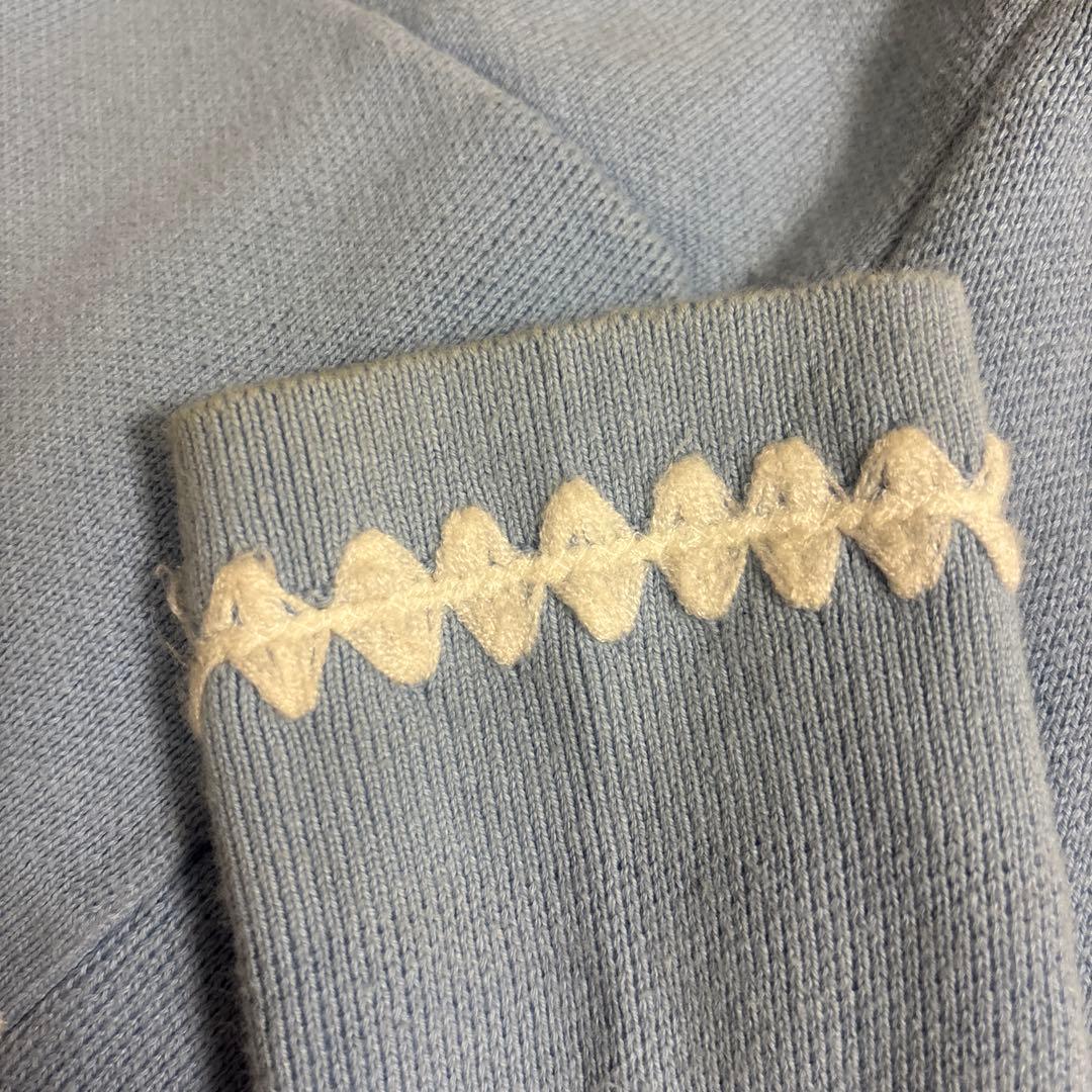 TTT_MSW ニットポロカーディガン ブルー S