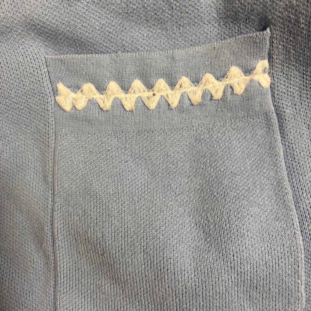 TTT_MSW ニットポロカーディガン ブルー S