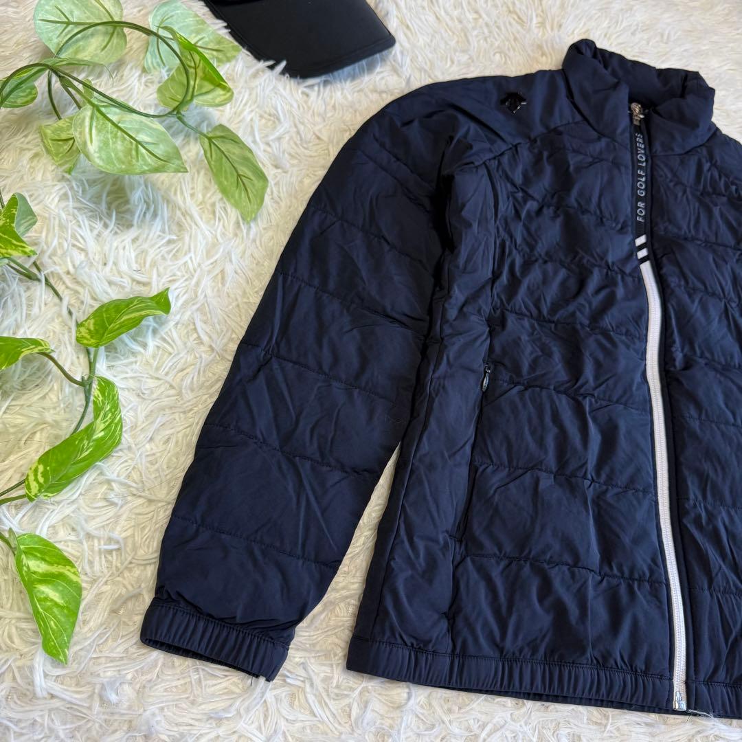 【デサントゴルフ】美品♡中綿ジャケット キルティング ジップロゴ ネイビー M