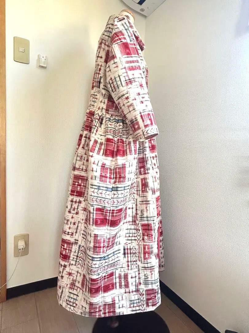 STN 着物リメイク　紬デカ襟ワンピース