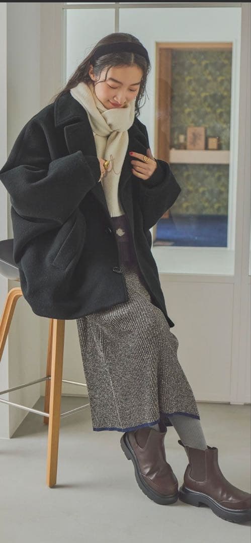 最終出品！niko and … ライトモッサドルマンジャケットコート ブラック