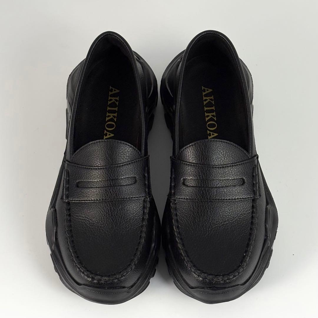 AKIKOAOKI 厚底 ローファー スリッポン ブラック 24cm 軽量
