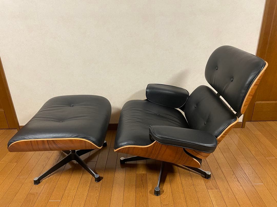 ①美品　イームズ　ウォールナット　ラウンジチェア　オットマン　ソファ　EAMES