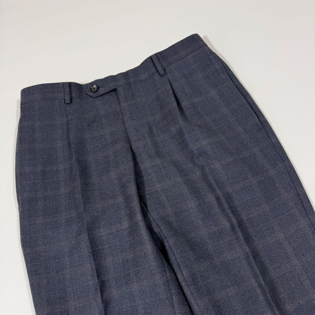 【美品】 SUIT SELECT ゼニア生地 スーツ チェック柄 グレー Y5