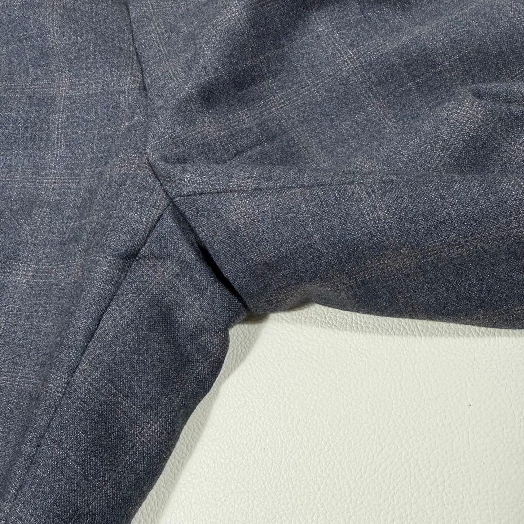 【美品】 SUIT SELECT ゼニア生地 スーツ チェック柄 グレー Y5