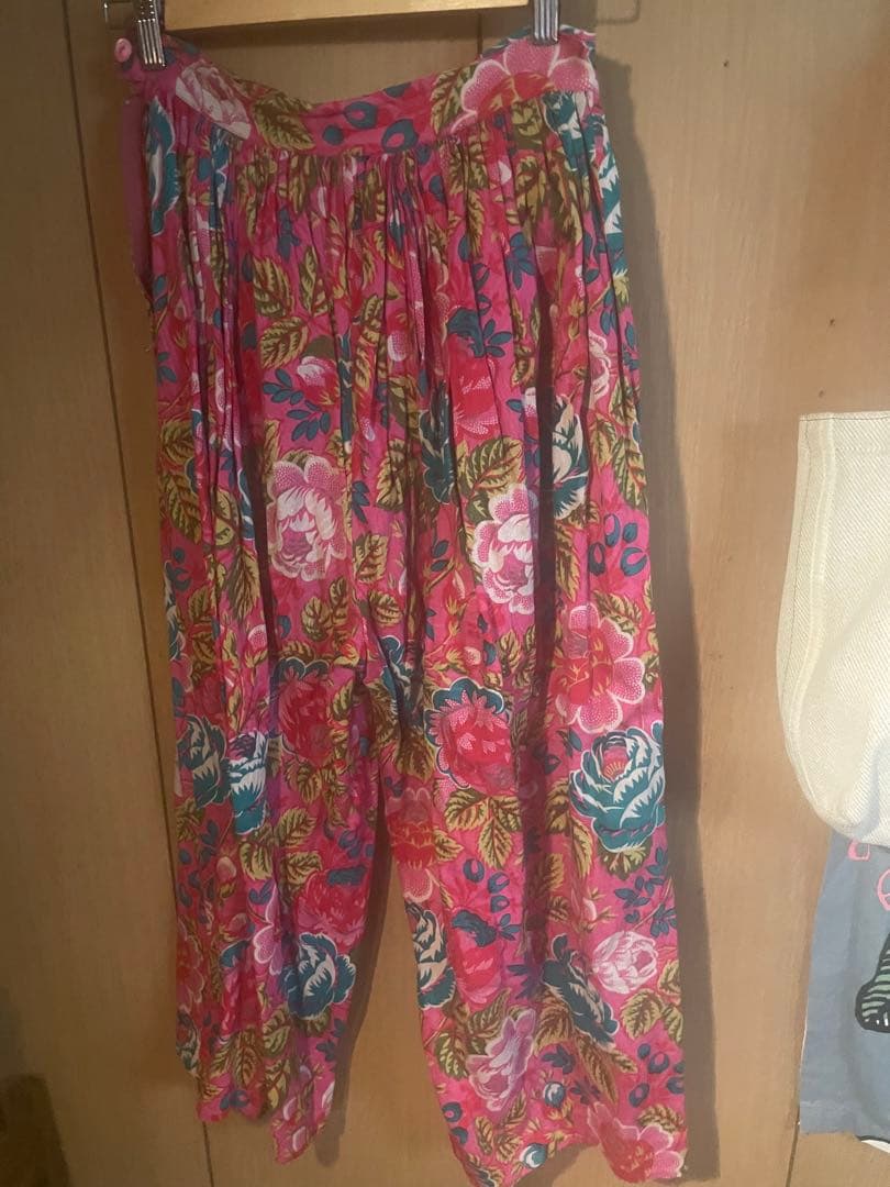 KENZO ヴィンテージサルエルパンツ 花柄 ピンク系 100%コットン