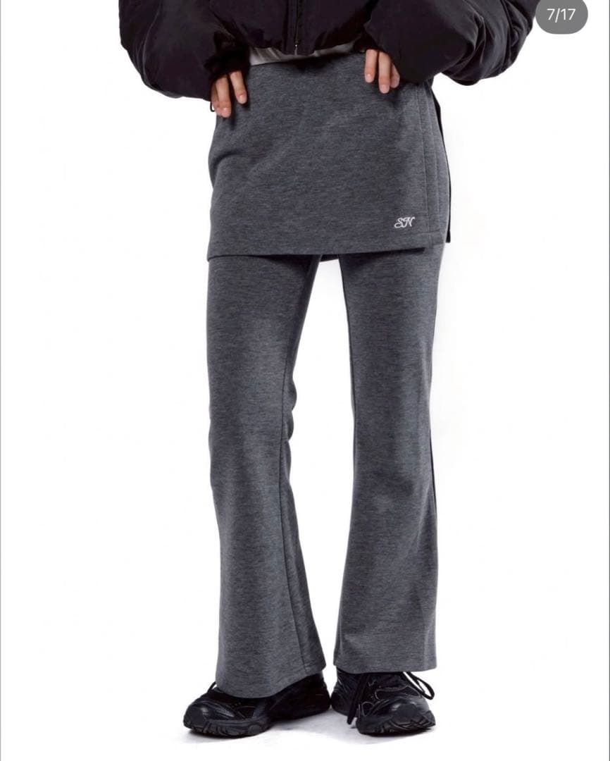 smyeon レイヤードフレアパンツ グレー M