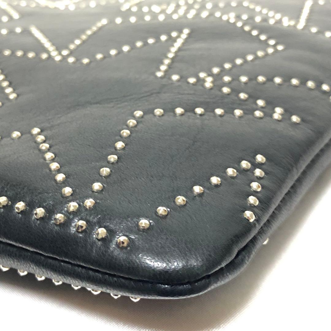 新品　ジミーチュウ　セカンドバッグ　クラッチバッグ　スタッズ　スター　レザー　黒