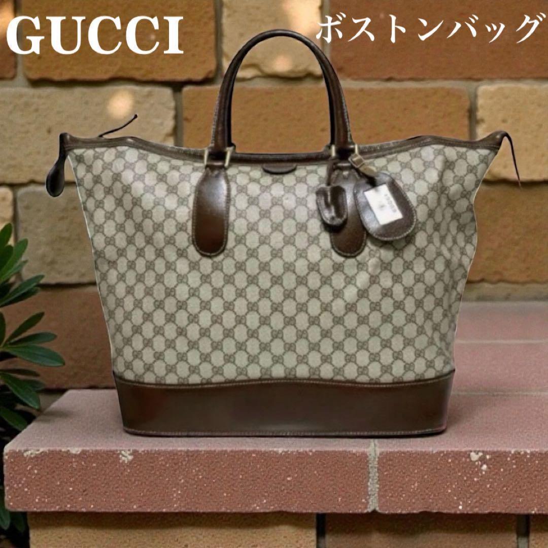 【希少ヴィンテージ】GGキャンバス × レザー ボストンバッグ（鍵付き）