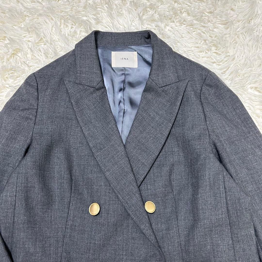イエナ　ウールダブルブレストジャケット　金ボタン　グレー　Mサイズ　テーラード
