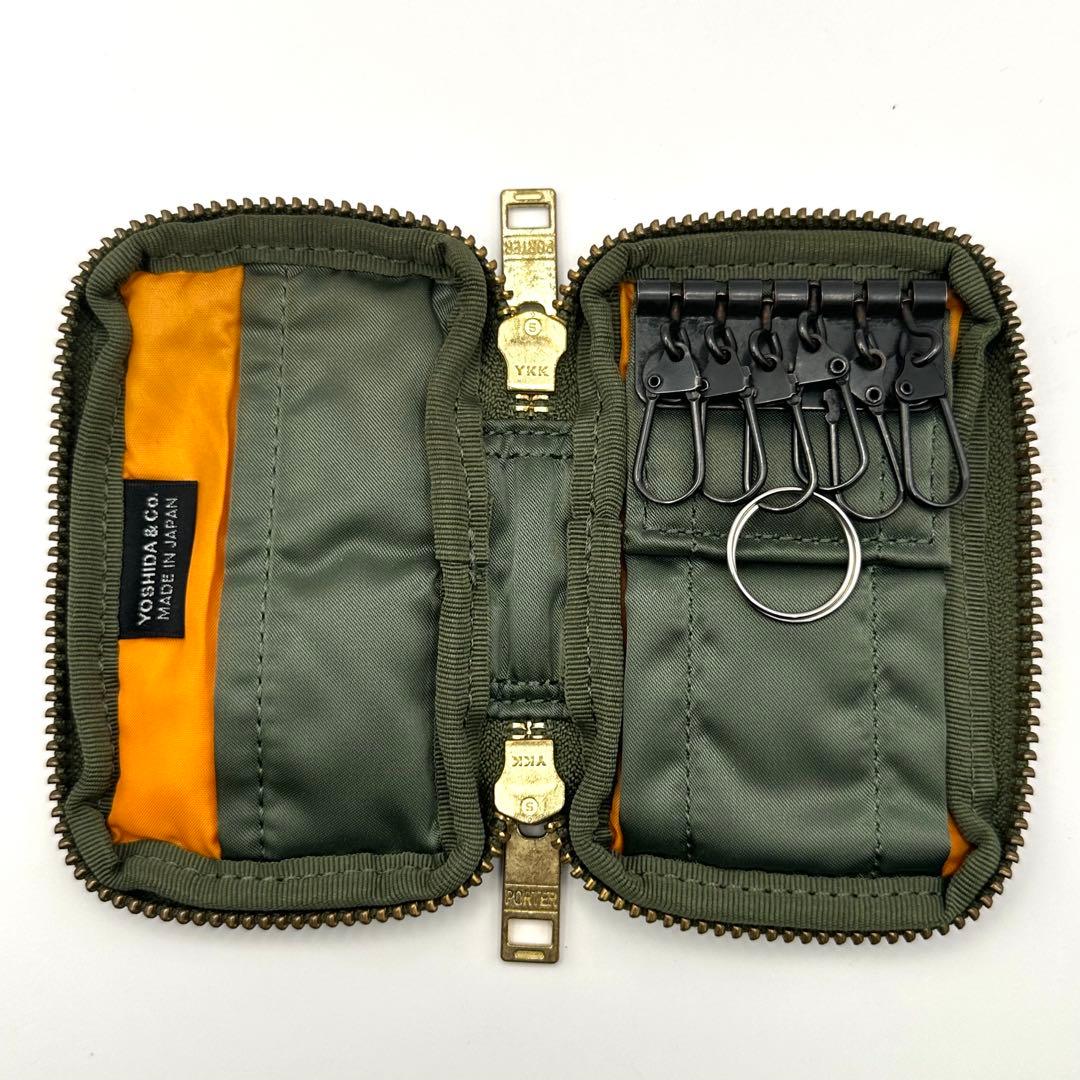 【良品】PORTER ポーター タンカー 6連 キーケース ラウンドジップ 緑
