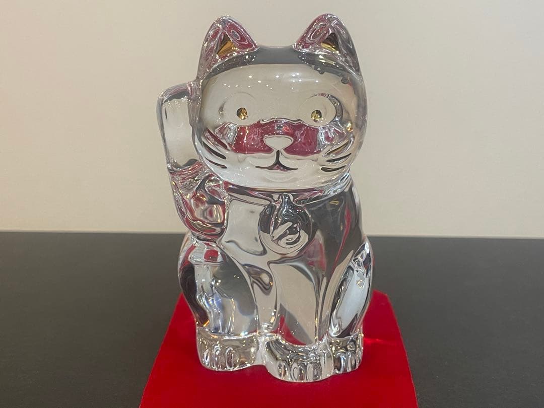 バカラ Baccarat 招き猫 クリスタル置物 まねきねこ 未使用 プレゼント