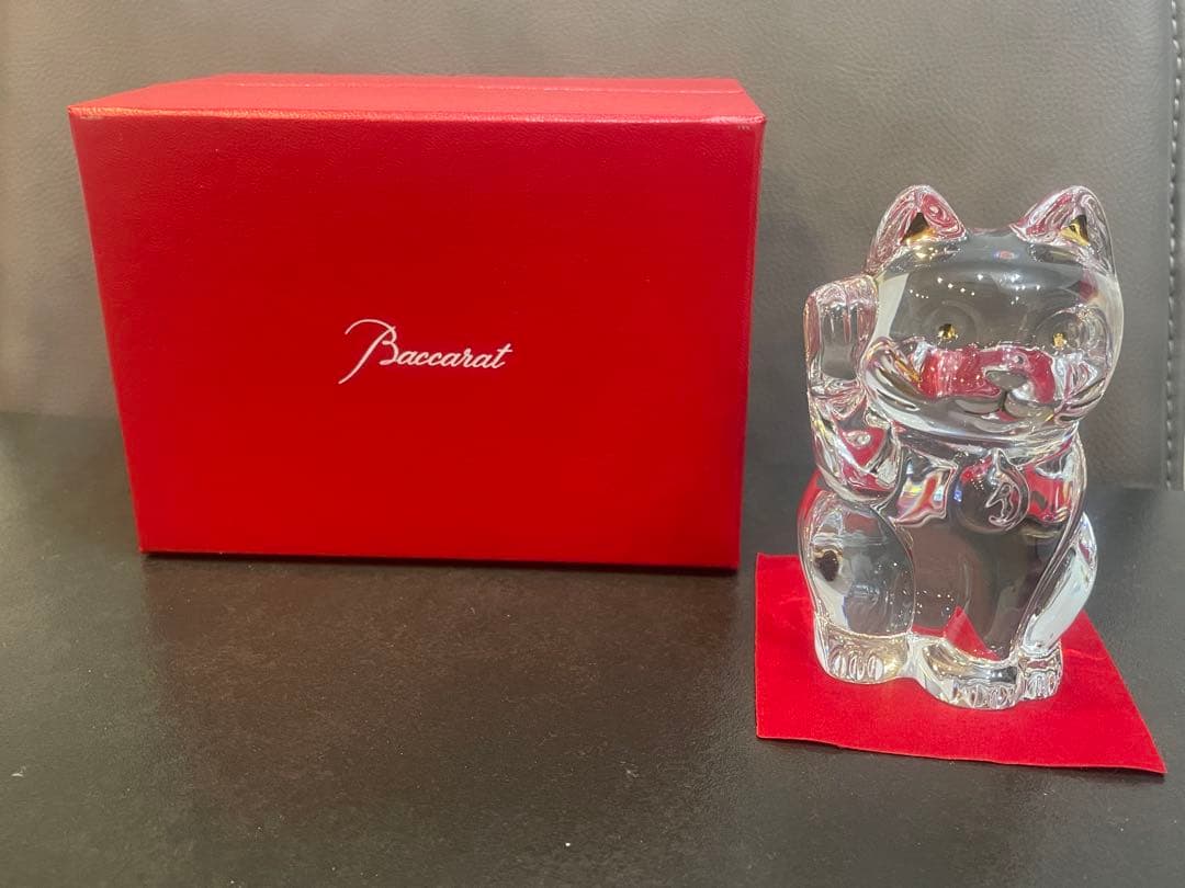 バカラ Baccarat 招き猫 クリスタル置物 まねきねこ 未使用 プレゼント