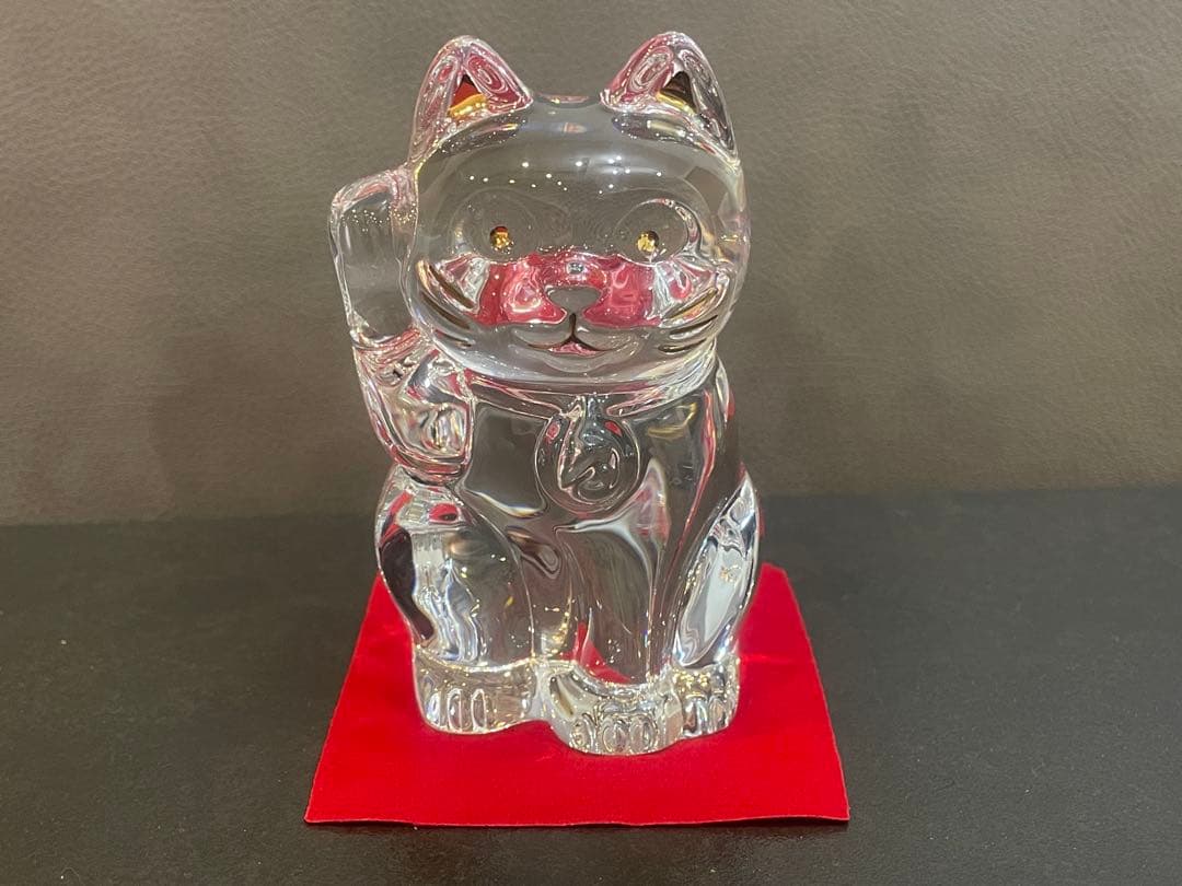 バカラ Baccarat 招き猫 クリスタル置物 まねきねこ 未使用 プレゼント