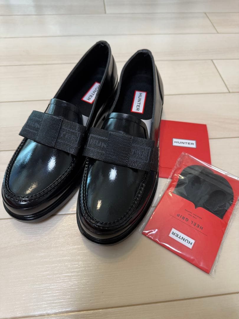 【新品】HUNTER グロス ペニーローファー ブラック UK6/25.0cm