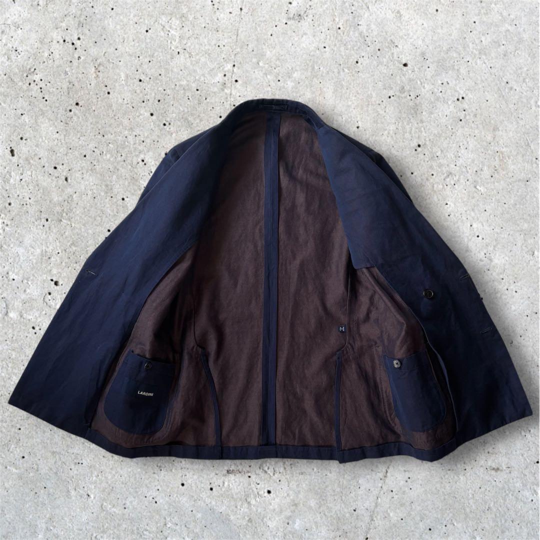 LARDINI ラルディーニ リネンコットン ダブル 紺ブレザー 金ボタン