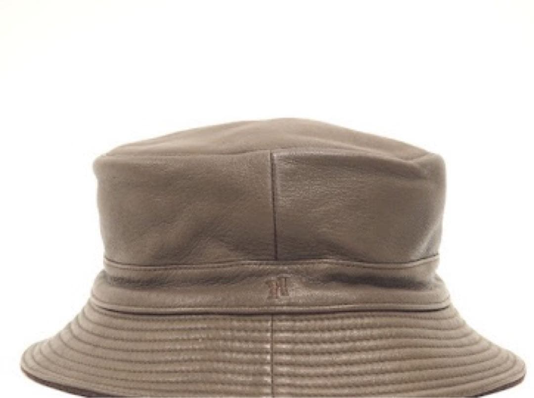 エルメス カシミヤ×レザー Hロゴ ハット