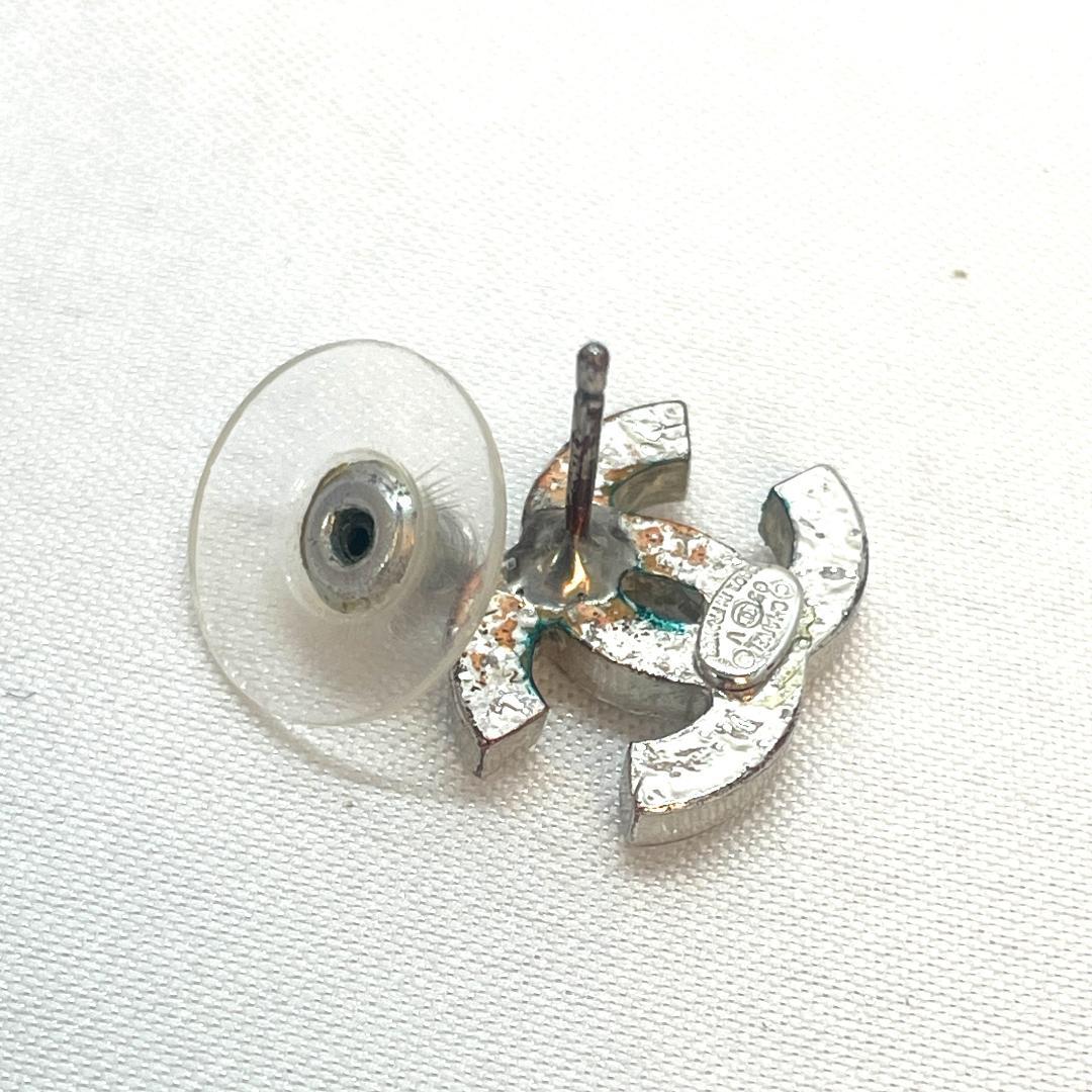 Y512-332 シャネル ココマーク ラインストーン ピアス シルバー 片耳