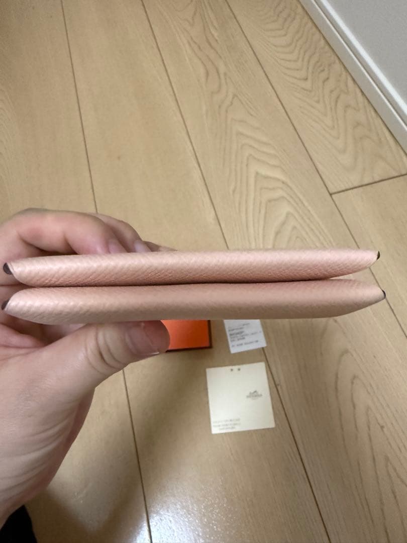 エルメス　ガルヴィ　名刺入れ　ピンク