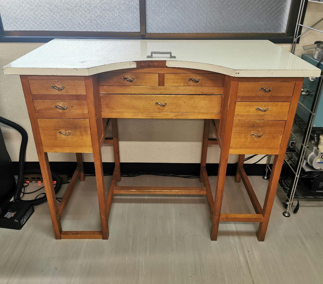 ※m210f 大型の両袖彫金机 アンティーク風 天板白 ジュエリー作成用